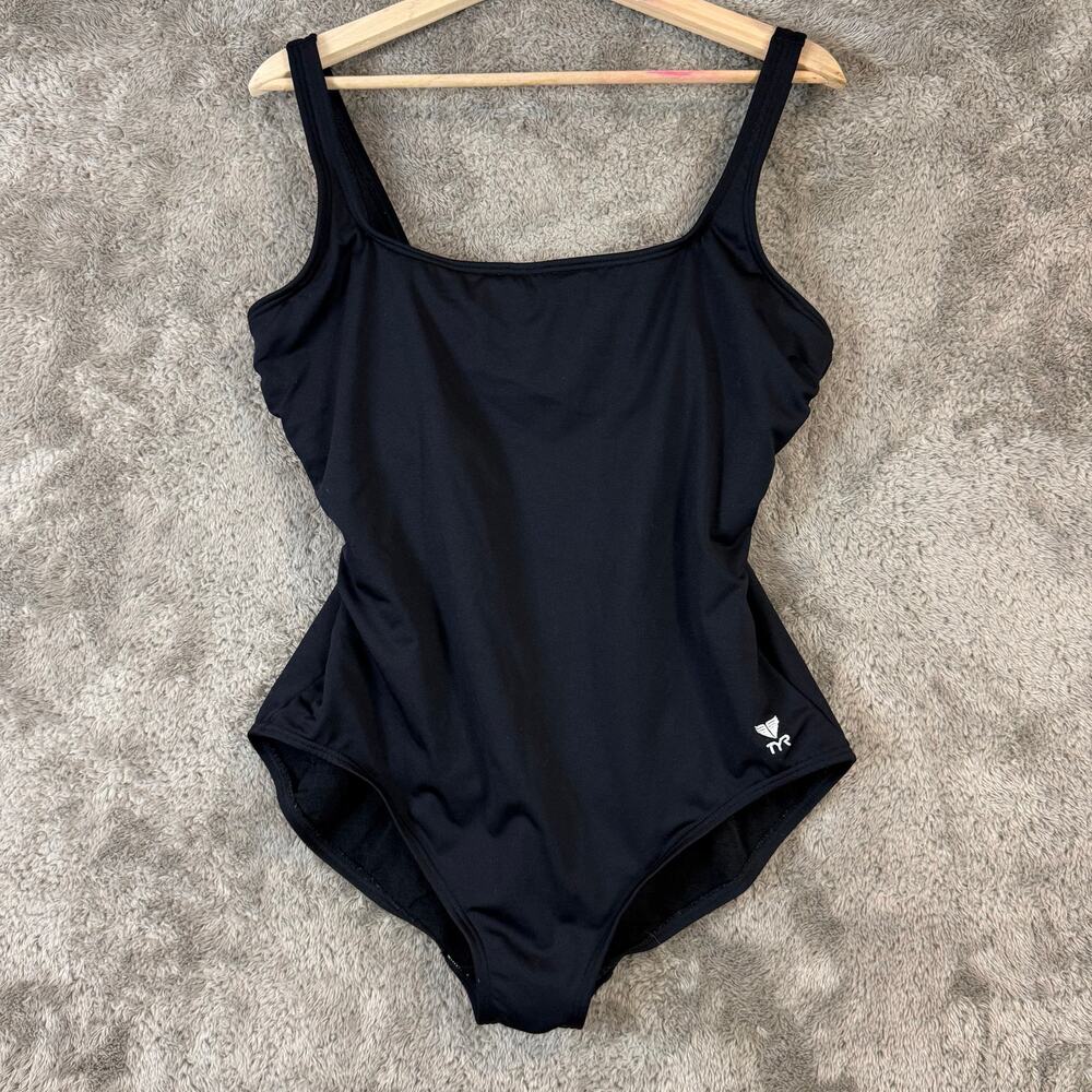 TYR Black Swimsuit Women's 18 Square Neck U Back